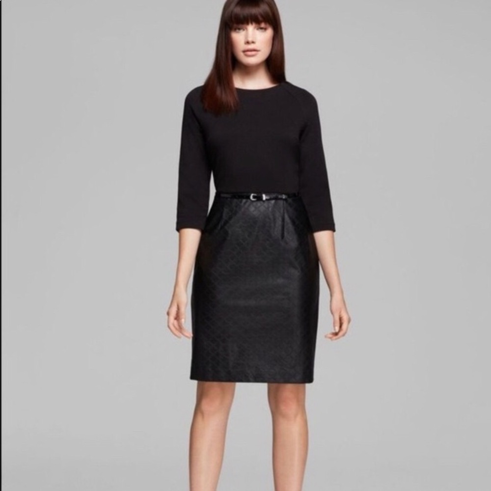 Calvin Klein Black Quilted Leather Dress 12
